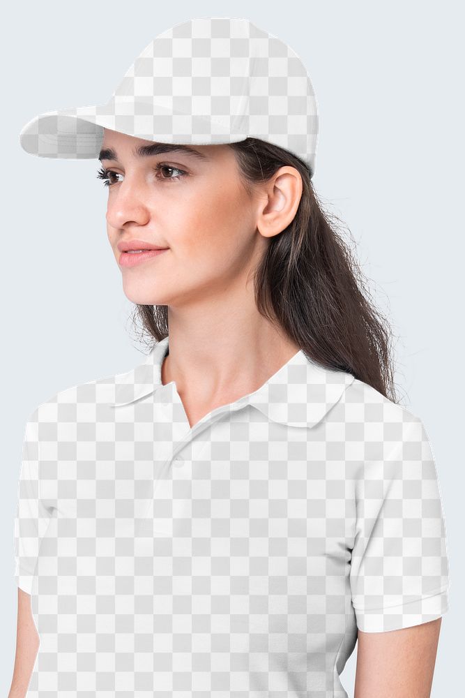 Png polo shirt and cap transparent mockup women apparel shoot