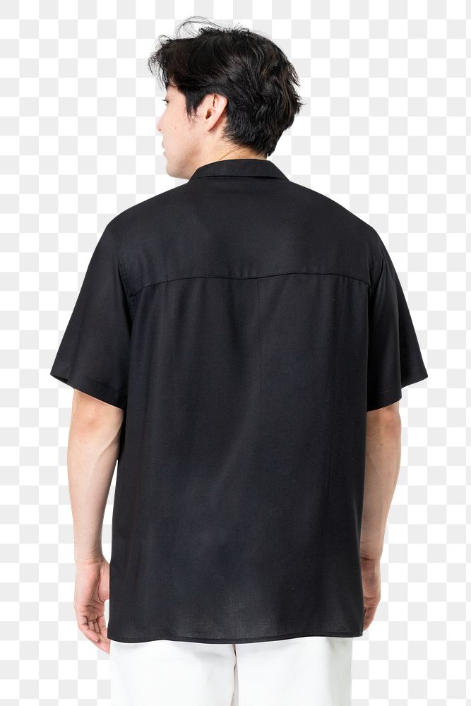 Shirt png mockup in black men&rsquo;s casual wear rear view