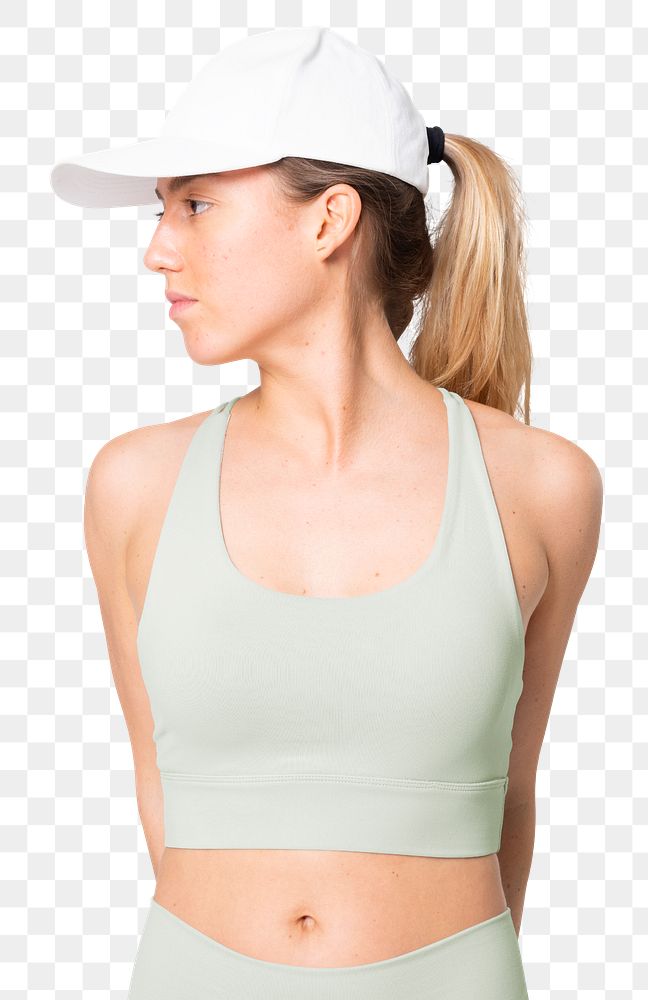 Png woman in green sports bra mockup sportswear apparel studio shoot