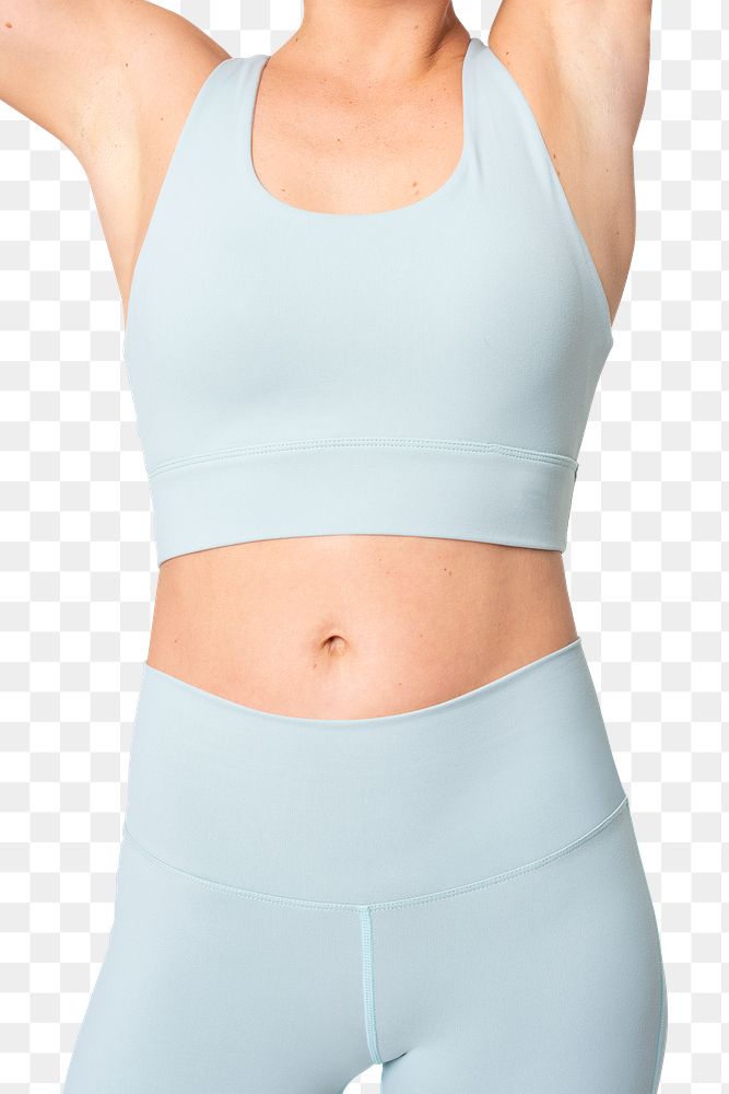 Png blue sportswear mockup leggings and sports bra women&rsquo;s apparel