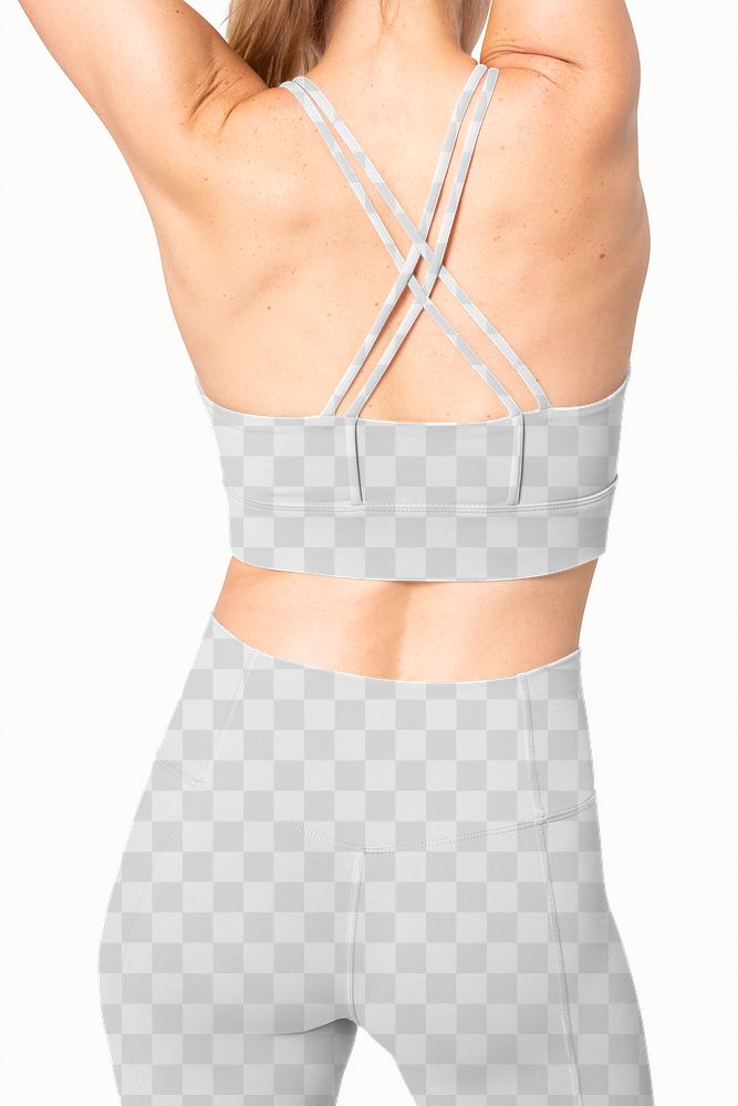 Png racerback sports bra transparent mockup women&rsquo;s sportswear apparel back view