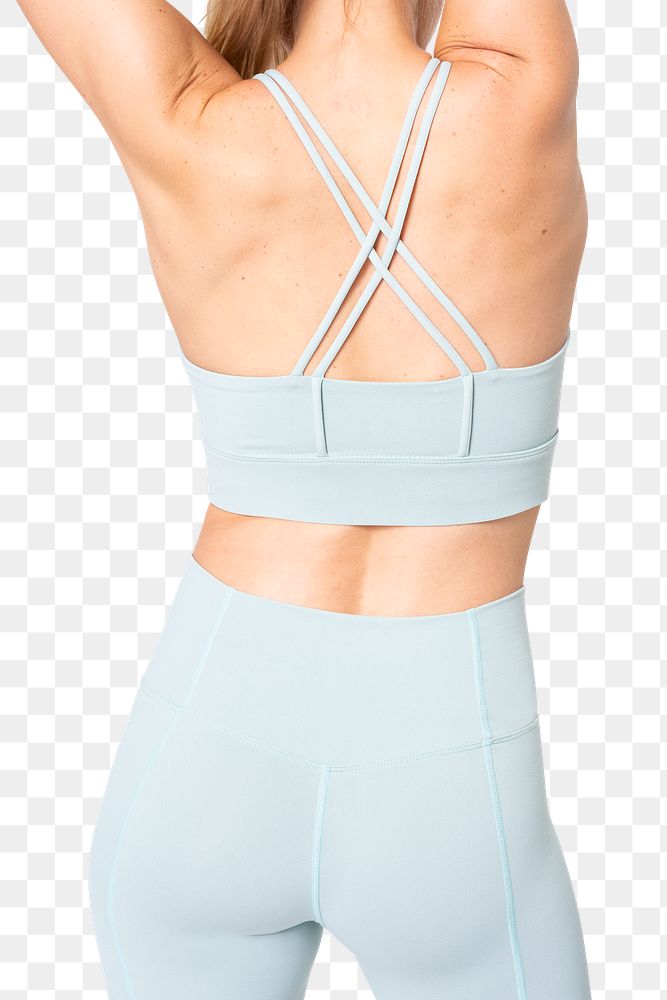 Png racerback sports bra blue mockup women&rsquo;s sportswear apparel back view