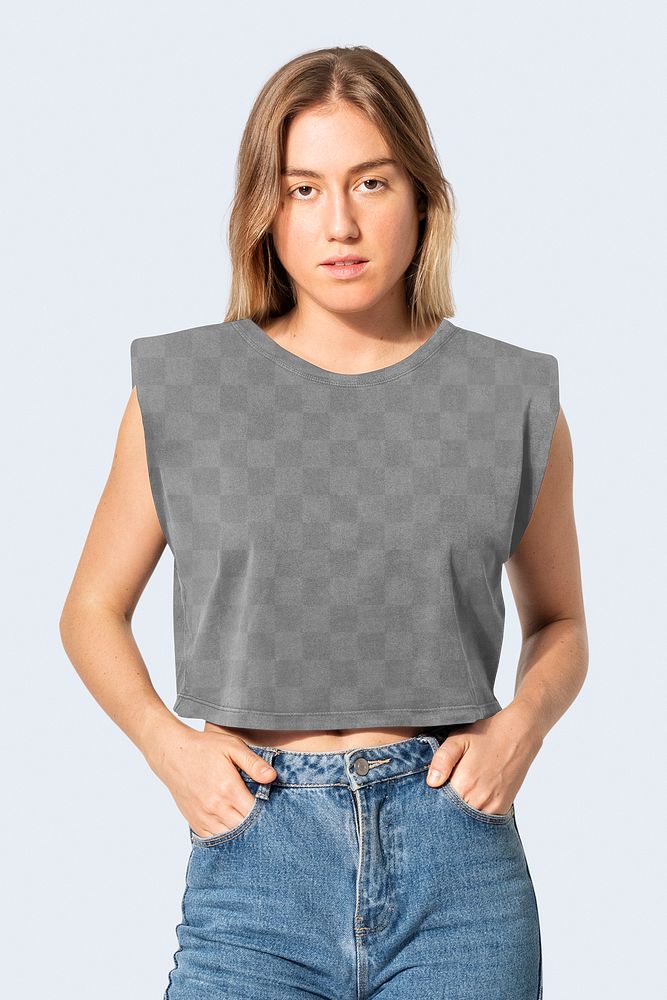 Png cropped tank top mockup transparent women&rsquo;s street fashion