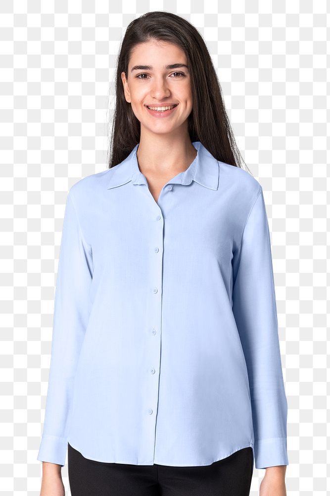 Blouse png mockup in blue women&rsquo;s casual fashion