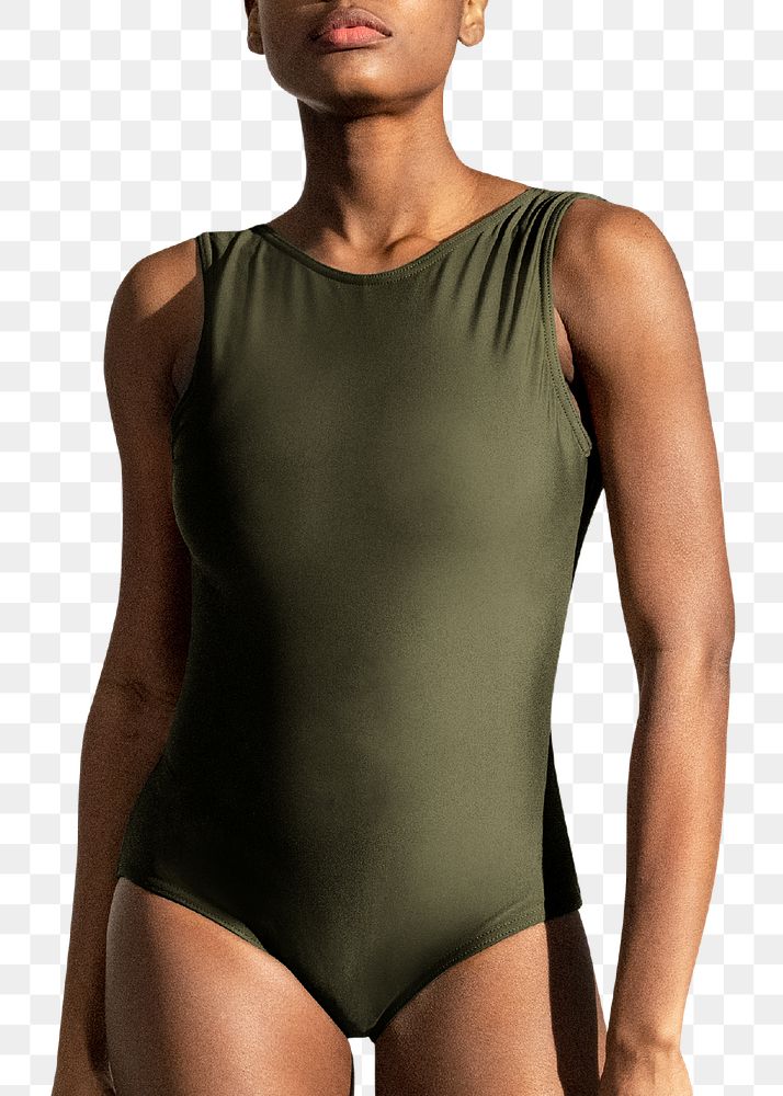 Swimsuit png mockup in green one-piece women&rsquo;s summer apparel