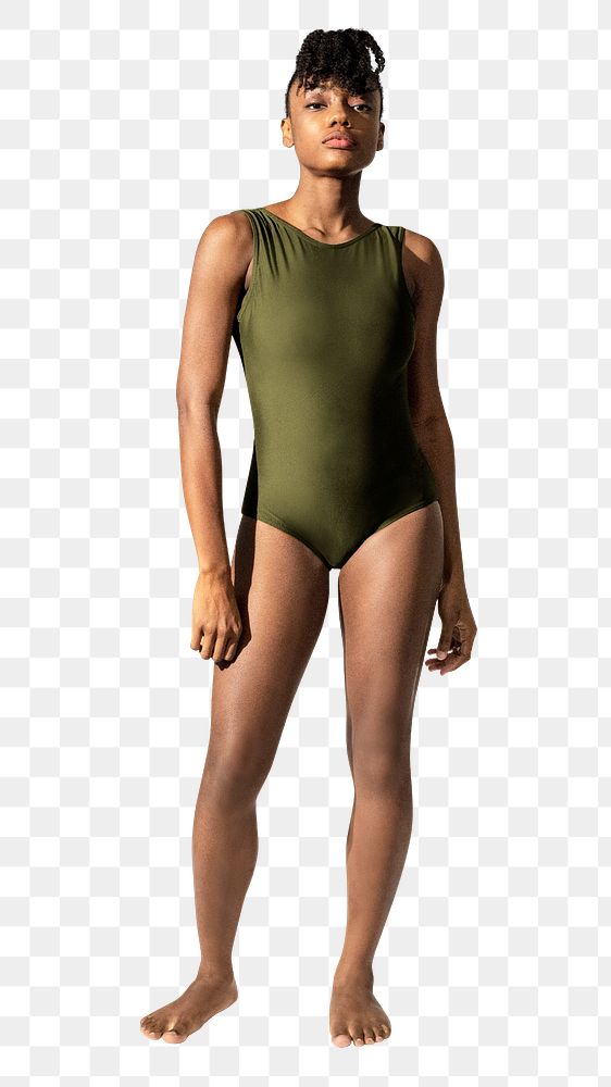 Woman png mockup in green one-piece women&rsquo;s summer apparel full body