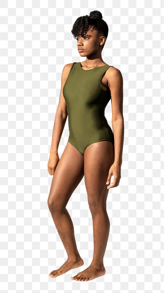 Woman png mockup in green one-piece women&rsquo;s summer apparel full body