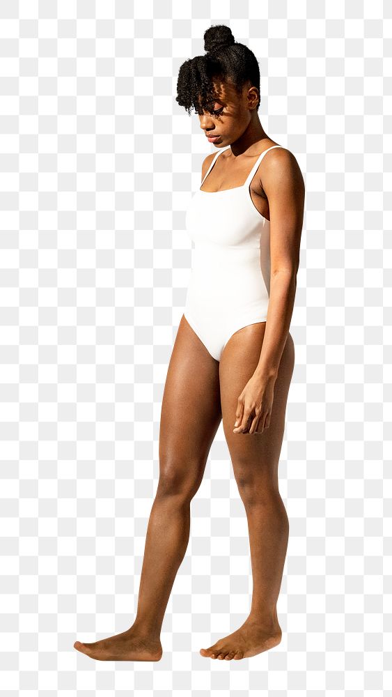 Woman png mockup in white one-piece women&rsquo;s summer apparel full body