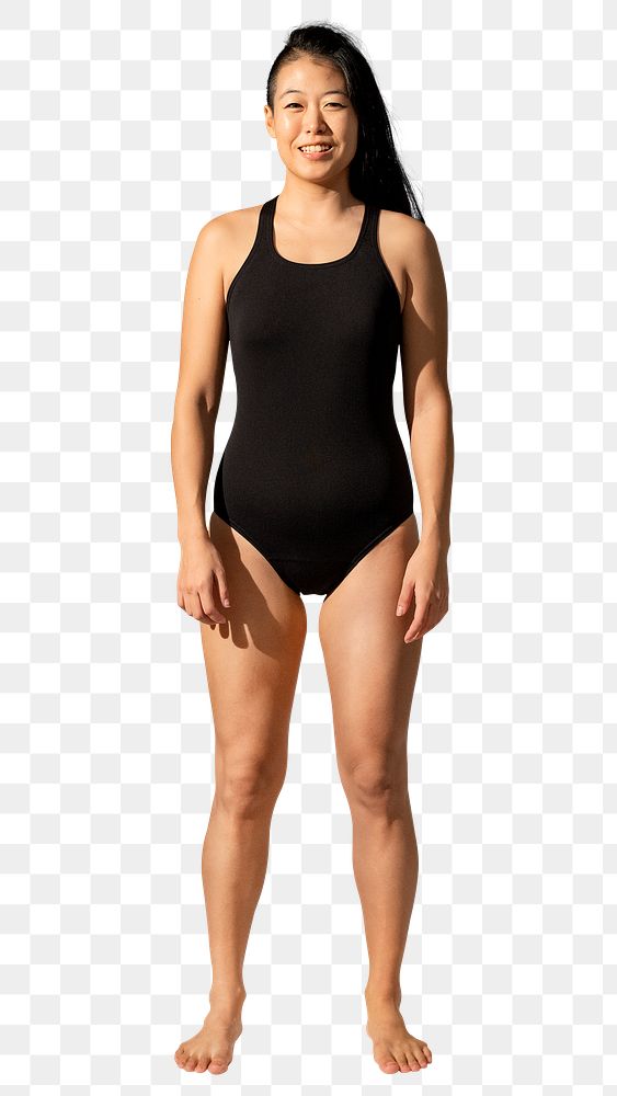 Woman png mockup in black one-piece women&rsquo;s summer apparel