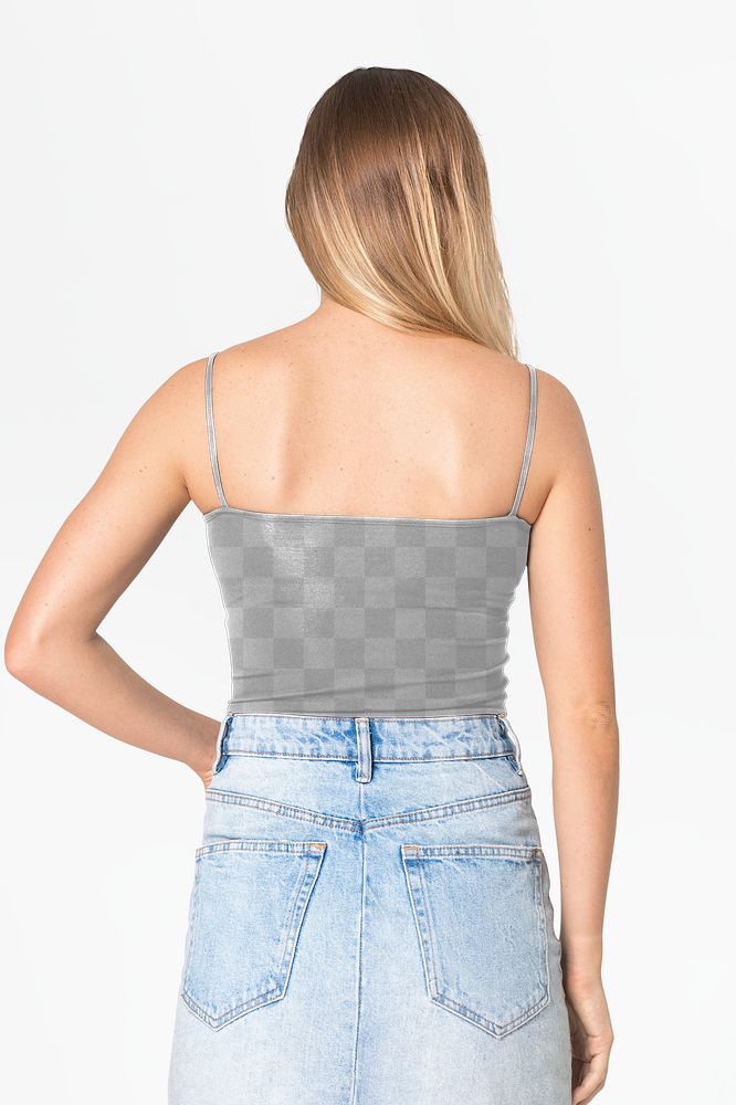 Tank top png mockup transparent women&rsquo;s summer apparel rear view