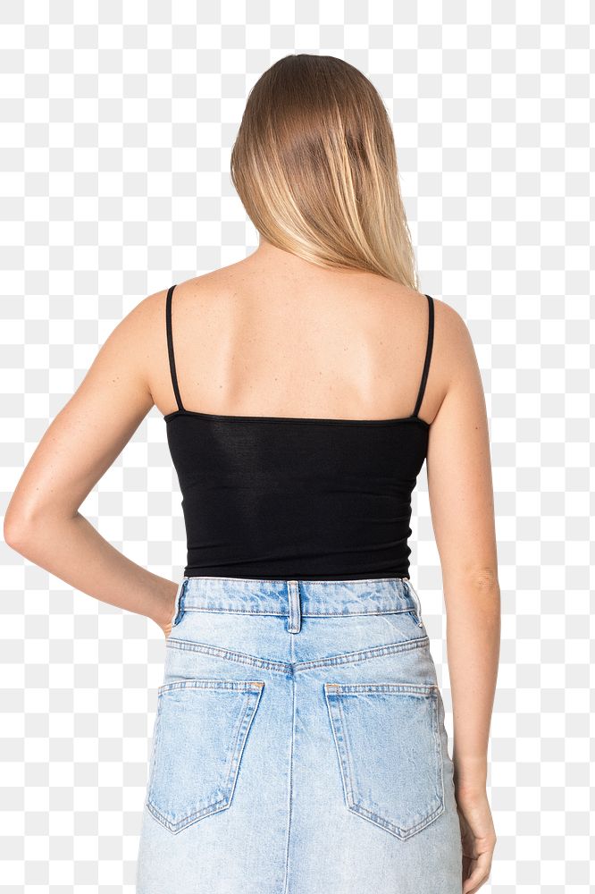 Tank top png mockup black women&rsquo;s summer fashion rear view