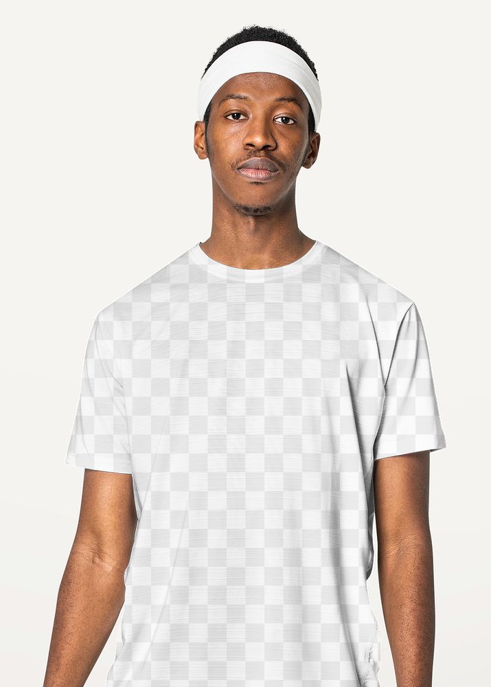 T-shirt png mockup transparent with headband sportswear fashion