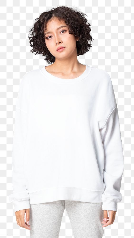 Sweater png mockup white with sweatpants casual wear apparel