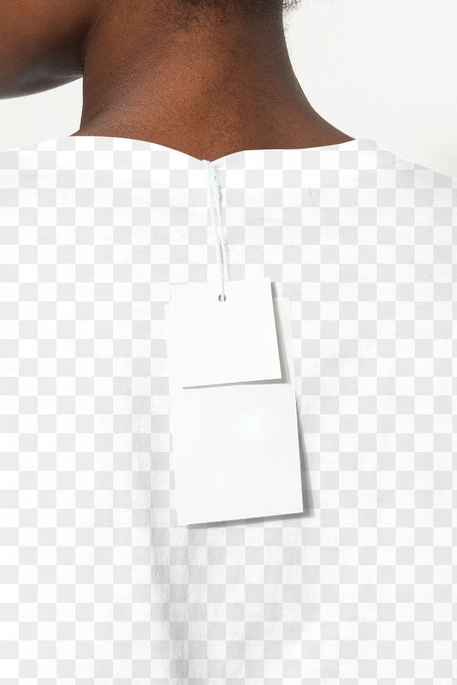 Png t-shirt mockup with blank clothing tag