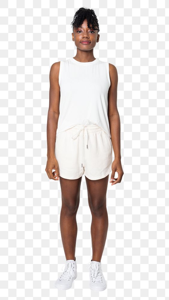 Woman png mockup in white tank top summer apparel
