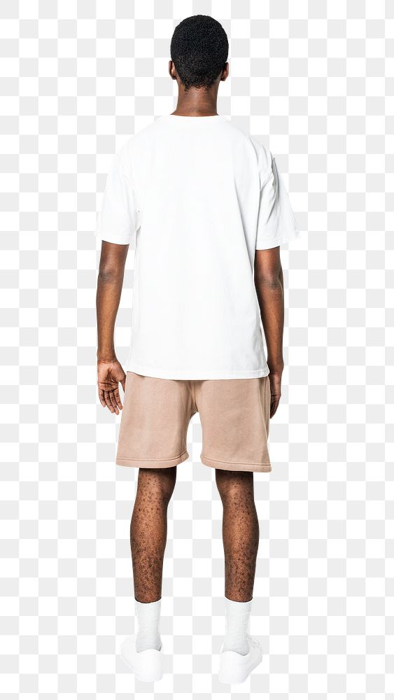 Man png mockup in white t-shirt basic wear full body