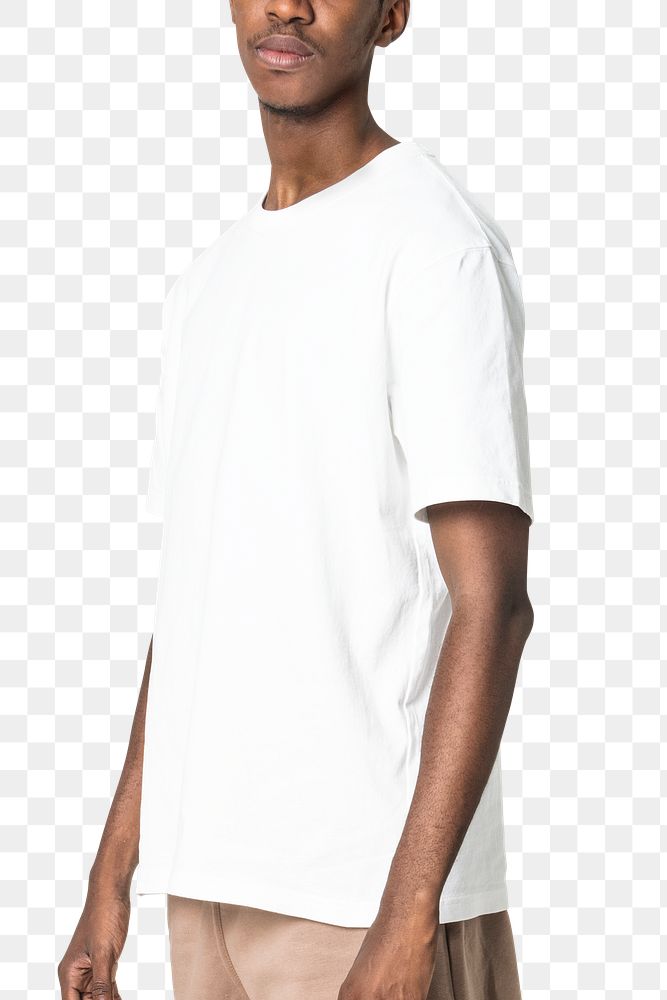 T-shirt png mockup white round neck men&rsquo;s casual fashion