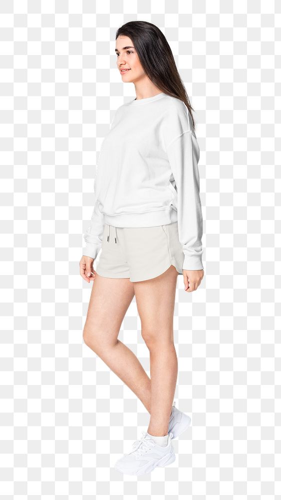 Woman png mockup in white sweater winter apparel full body