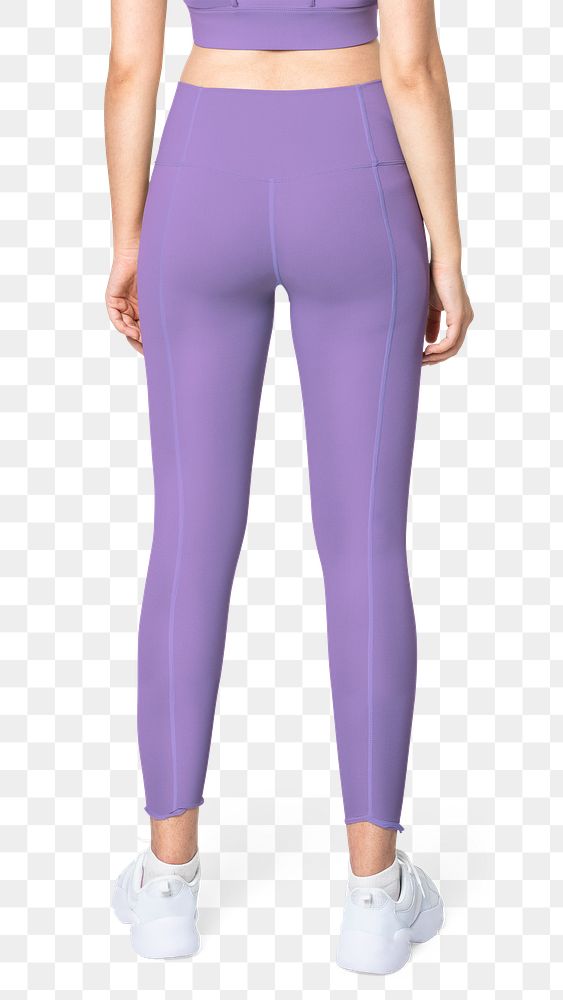 Png yoga pants mockup in purple women&rsquo;s sportswear fashion rear view