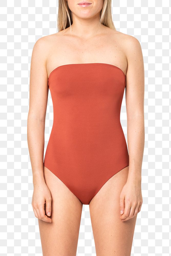 Swimsuit png mockup strapless red women&rsquo;s summer apparel