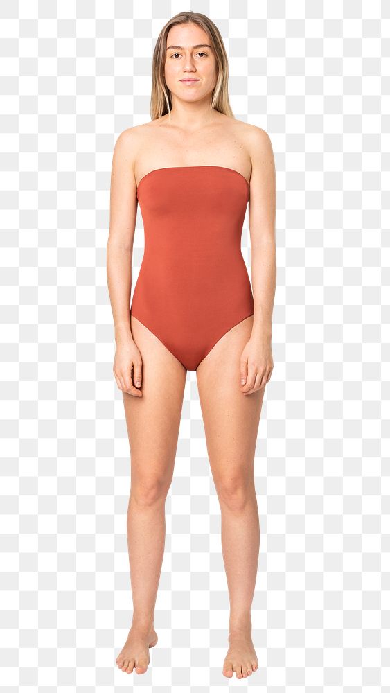 Woman in swimsuit png mockup one-piece summer apparel full body