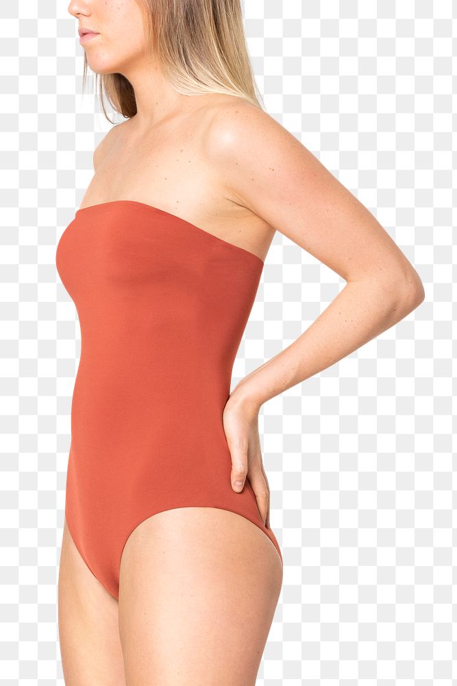 Swimsuit png mockup strapless red women&rsquo;s summer apparel