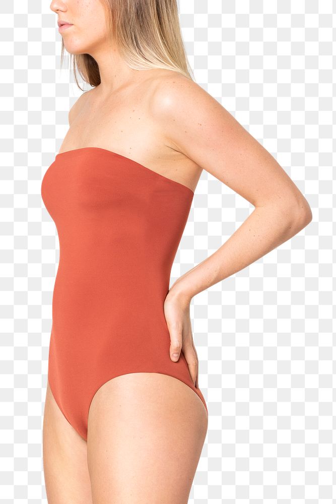 Swimsuit png mockup strapless red women’s summer apparel