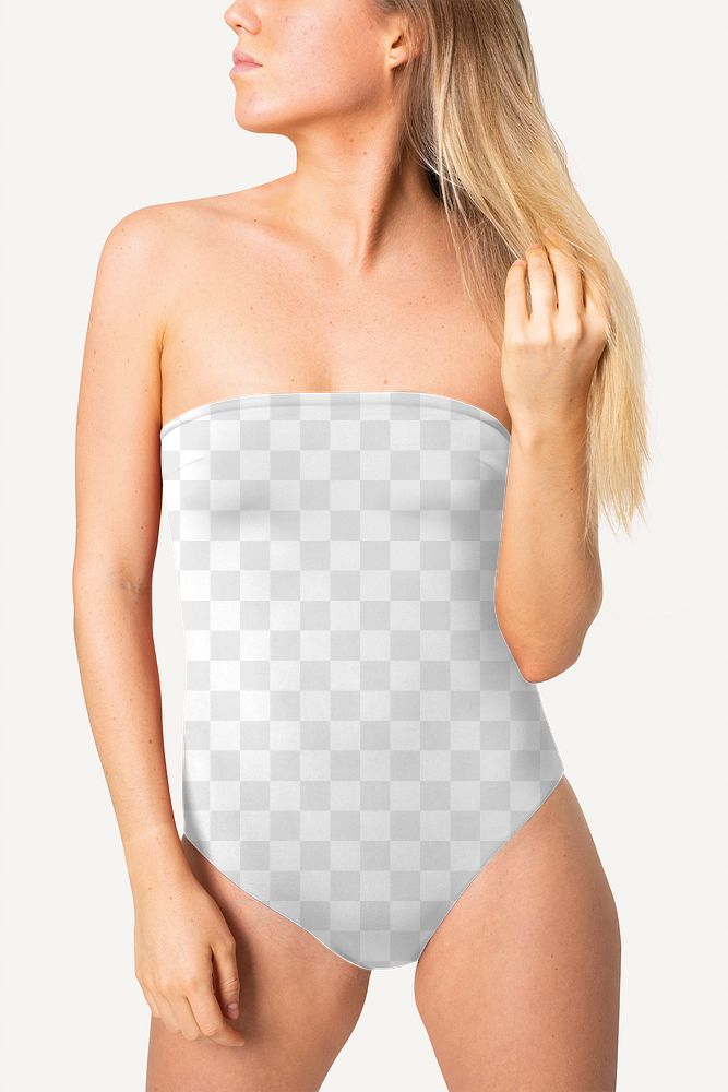 Png strapless swimsuit mockup transparent summer fashion studio shoot