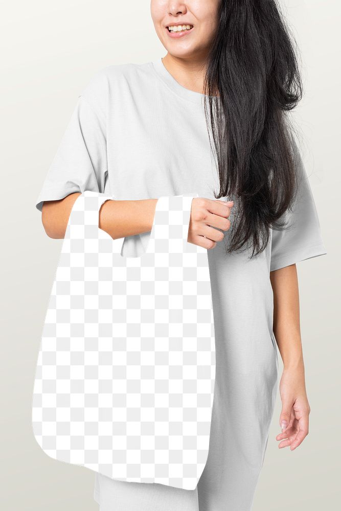 Png reusable shopping bag mockup transparent studio shoot