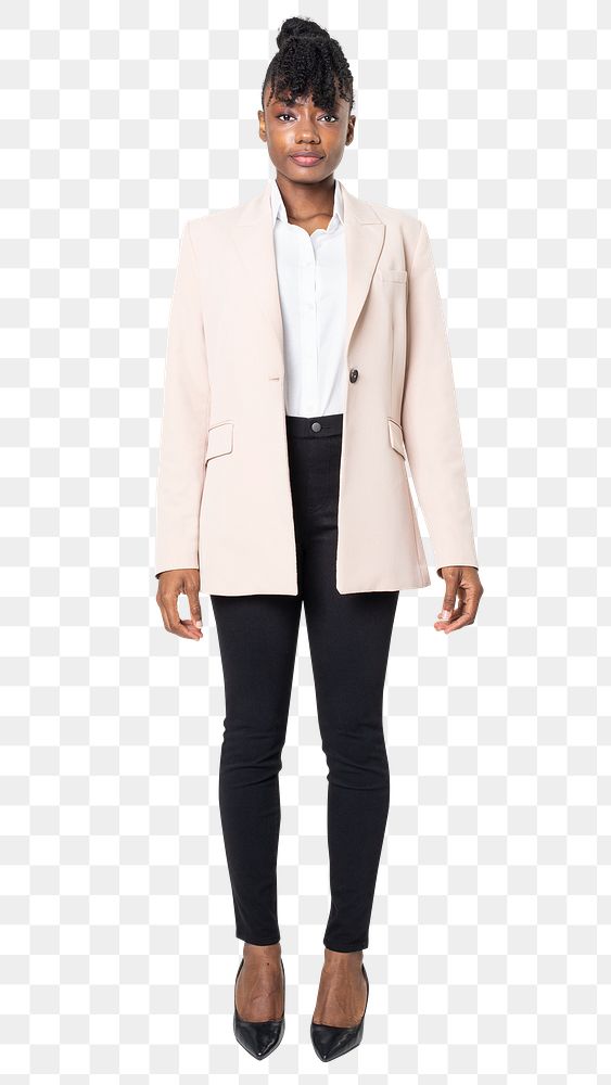 Woman png mockup in light pink coat outerwear winter apparel