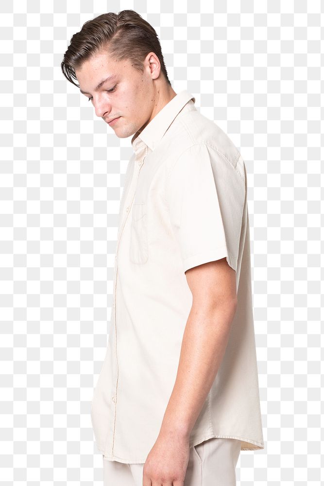 Shirt png mockup in beige men’s casual wear