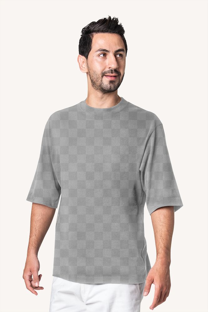 T-shirt png mockup transparent round neck men&rsquo;s casual fashion