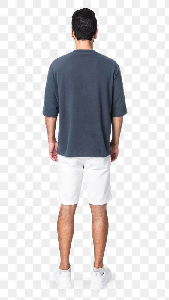 Man png mockup in gray t-shirt basic wear full body