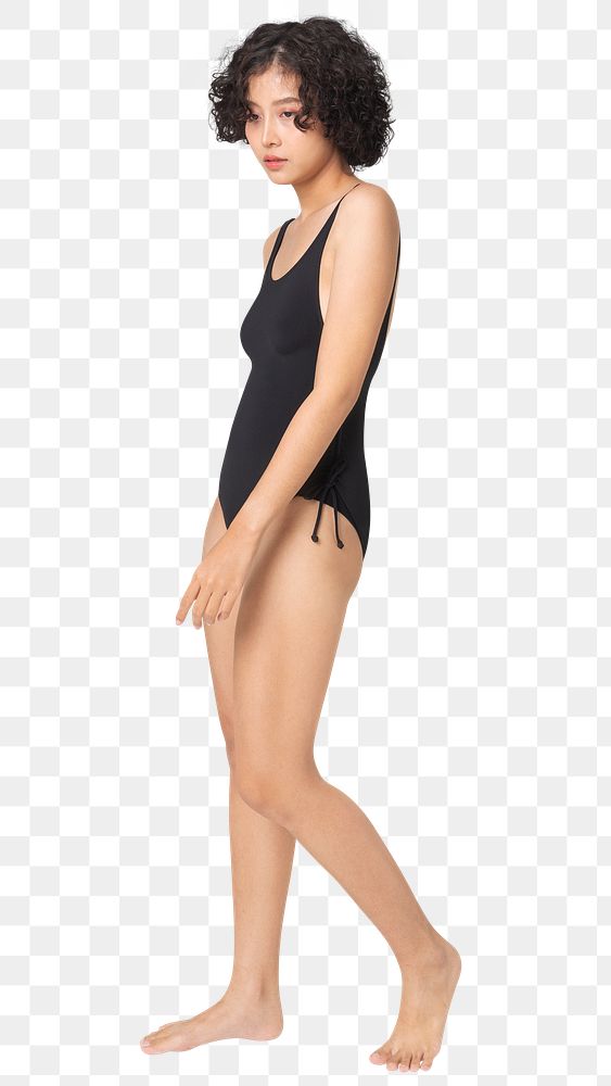 Woman in swimsuit png mockup one-piece summer apparel full body