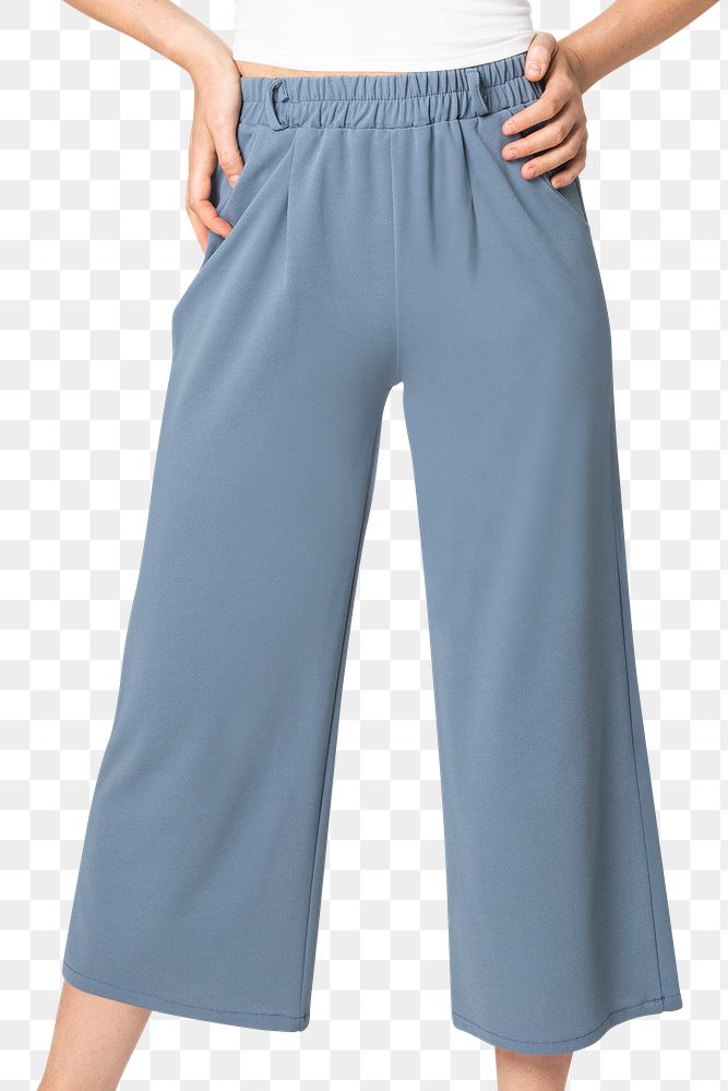 Png a-line pants mockup blue women&rsquo;s casual wear fashion