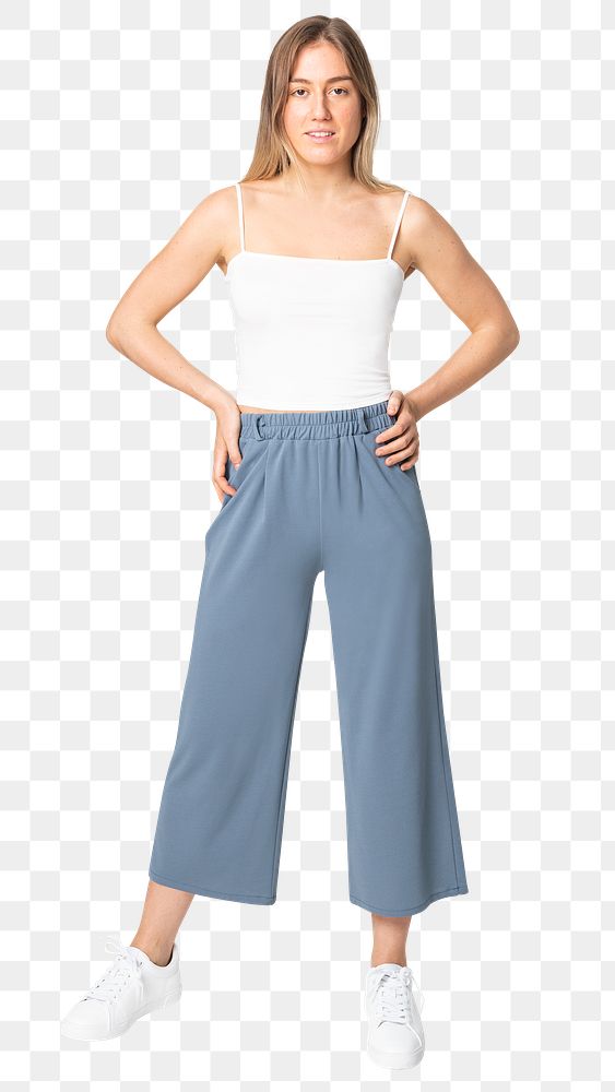Woman png mockup in a-line pants casual wear fashion