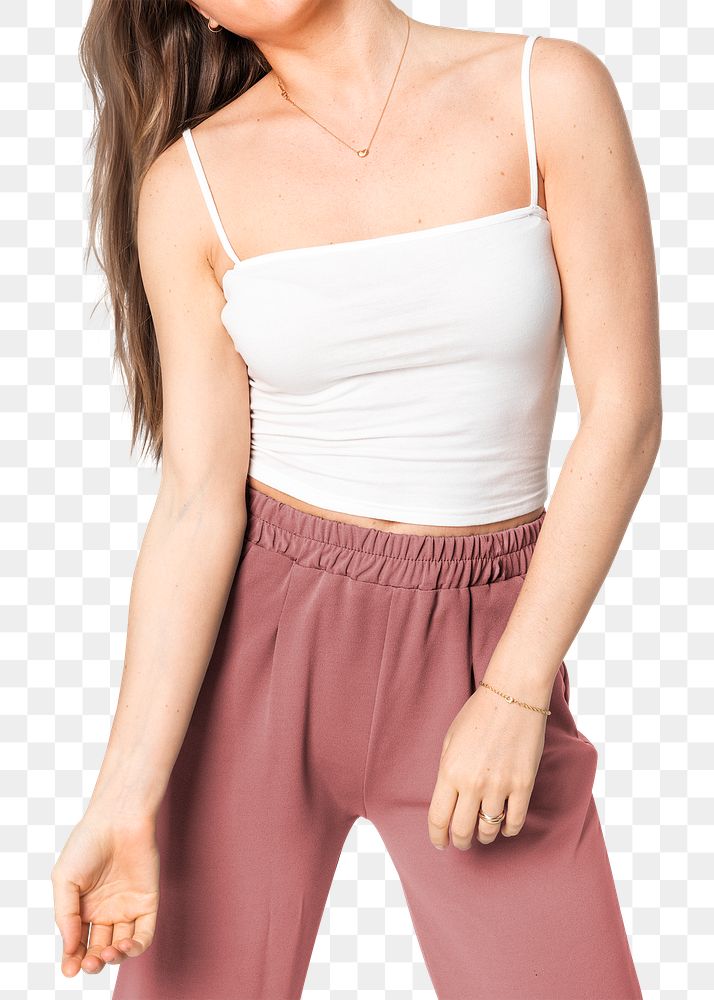 Png woman mockup in tank top and lounge pants