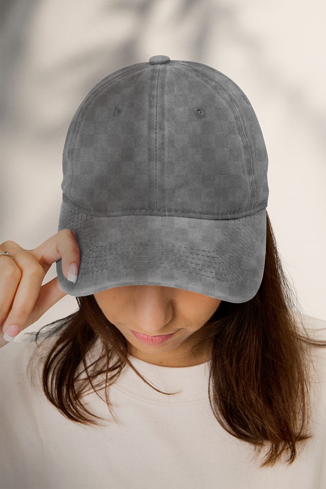 Png cap transparent mockup on woman's head