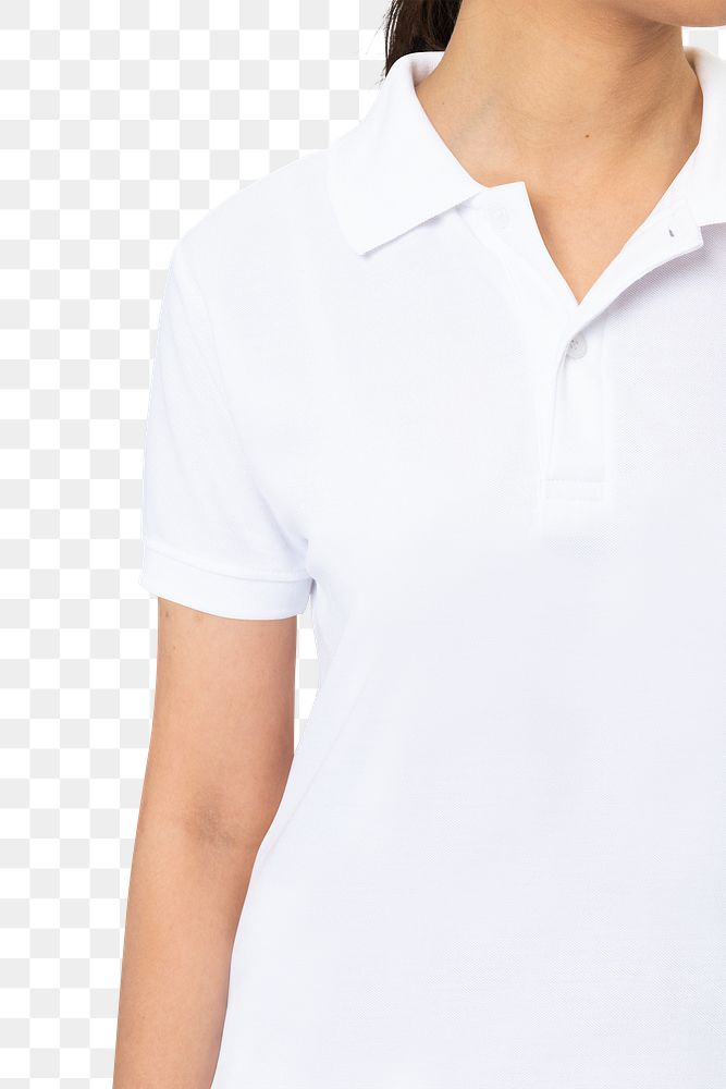 Png woman mockup white polo shirt apparel studio photoshoot
