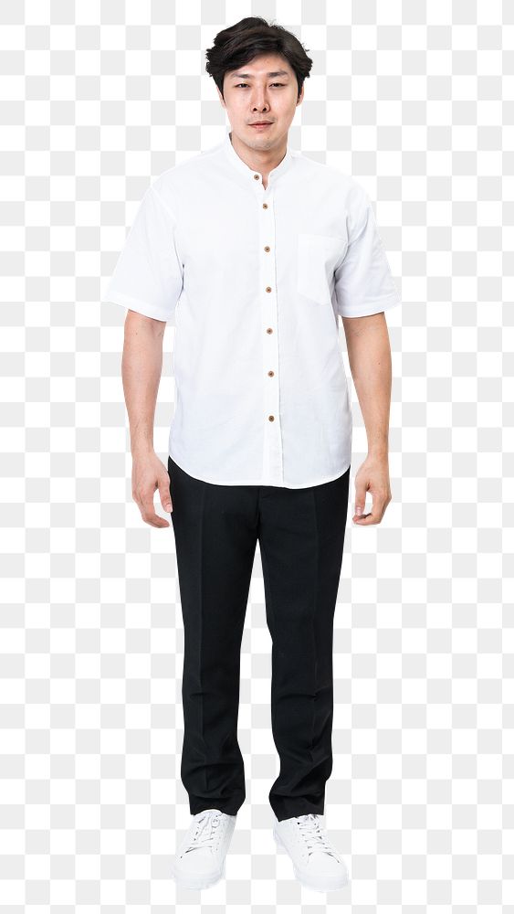 Man png mockup in white shirt casual wear