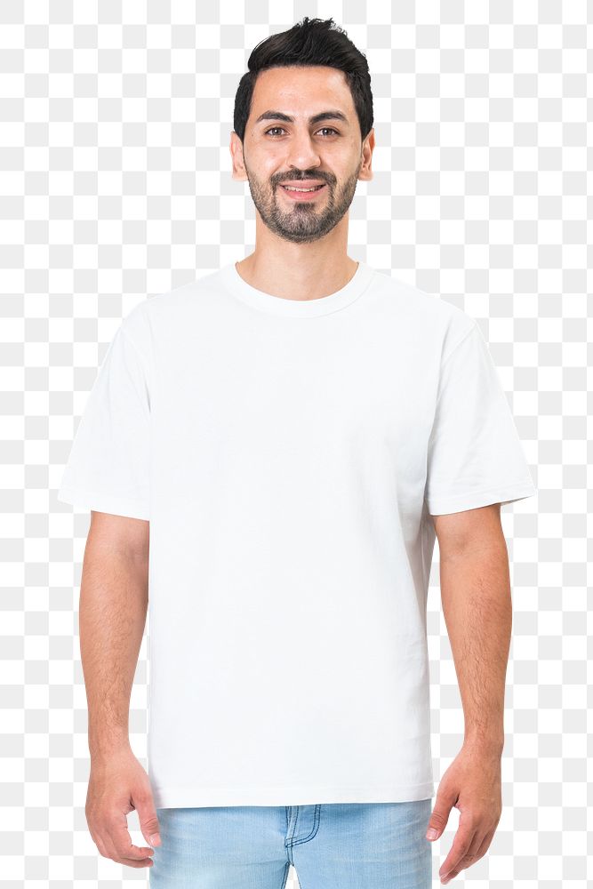 T-shirt png mockup in white men&rsquo;s basic apparel