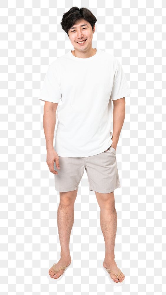 Man png mockup in white t-shirt basic wear