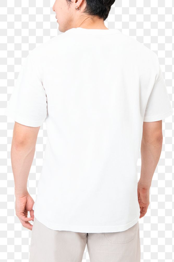 Png man mockup in white t-shirt back view