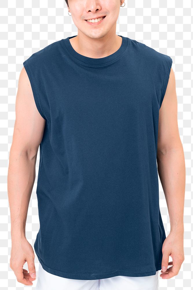Png tank top mockup blue men&rsquo;s sleepwear apparel