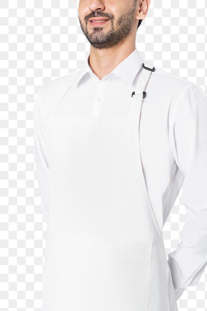 Png simple white apron mockup on transparent background
