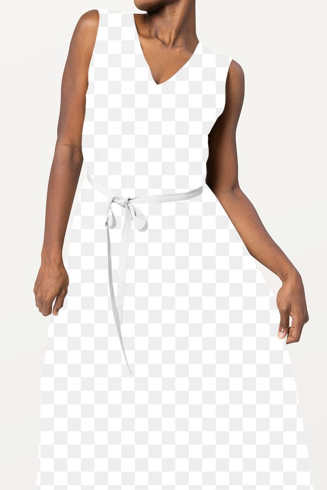 Png simple loose dress mockup transparent with belt