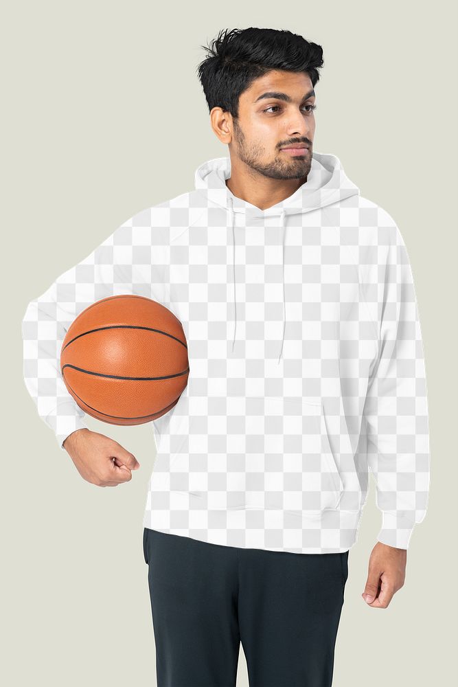 Png hoodie transparent mockup sports player apparel studio shoot
