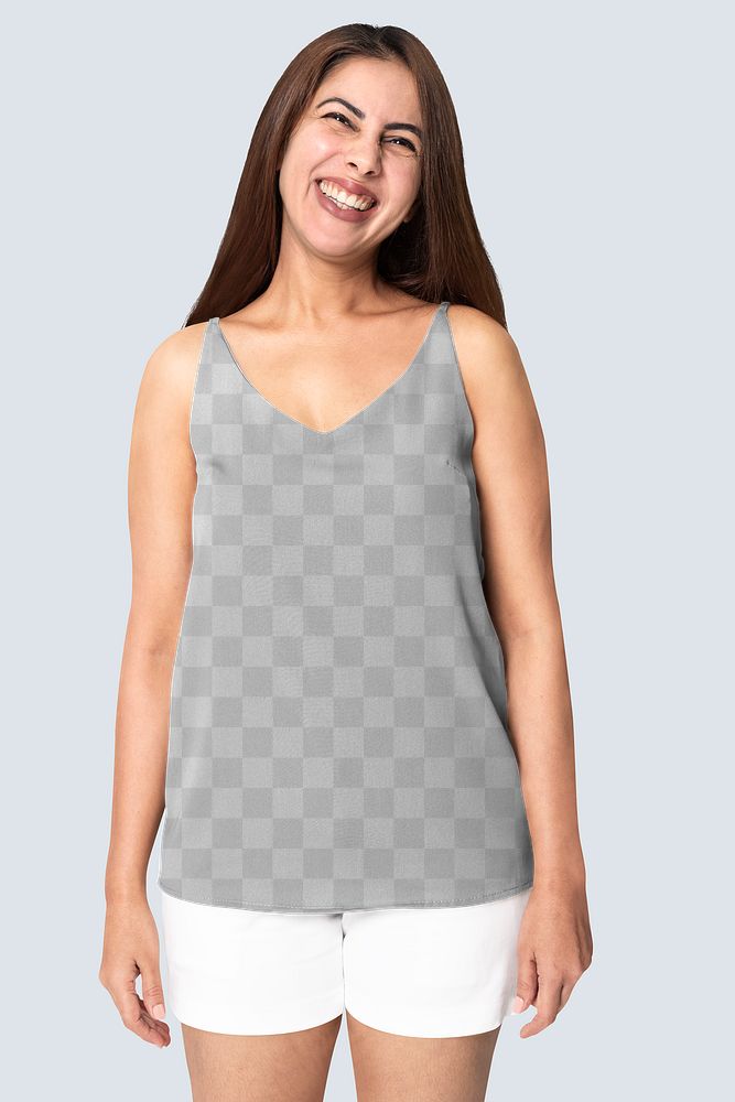 Png tank top mockup transparent with white shorts 