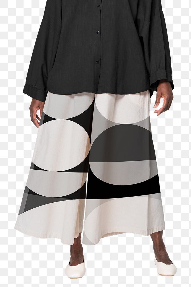 Png culotte pants mockup on transparent background