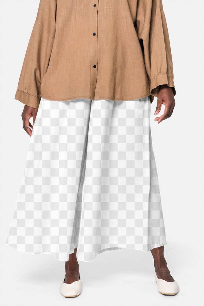 Png culotte pants mockup womenswear 